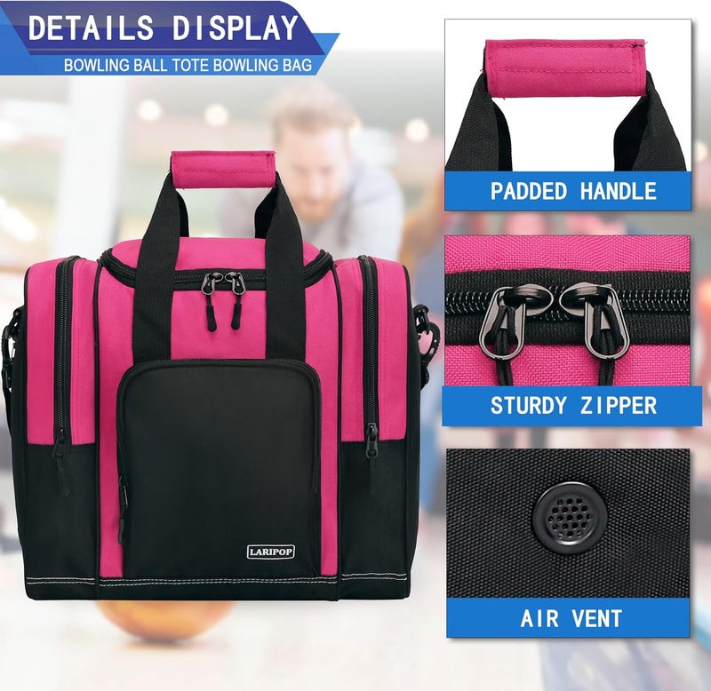 LARIPOP Bowling Ball Bag for Single Ball, 2022 Bowling Ball Tote Bowling bag with Padded Holder - Fits Shoes up to Mens Size 14 and Bowling Accessories - Image 4